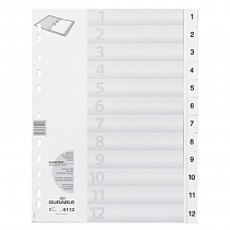 Разделитель Durable, цифровой, на 12 разделов, с титульным листом, пластик